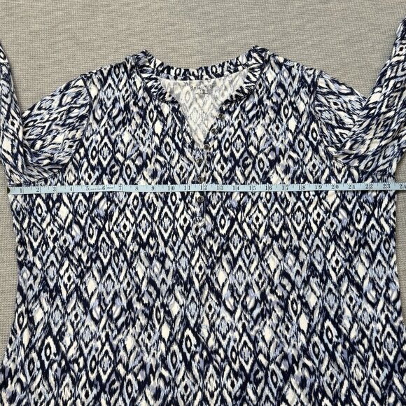 Relativity Womens Multicolor Geometric Tunic Blouse 3/4 Sleeve Blue Plus Size 1X - Picture 10 of 14